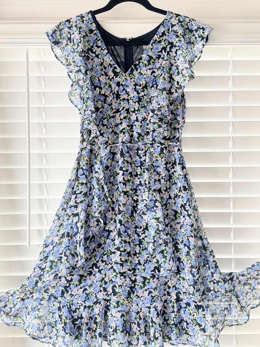 Tommy Hilfiger Blue Floral Ruffle Midi Dress